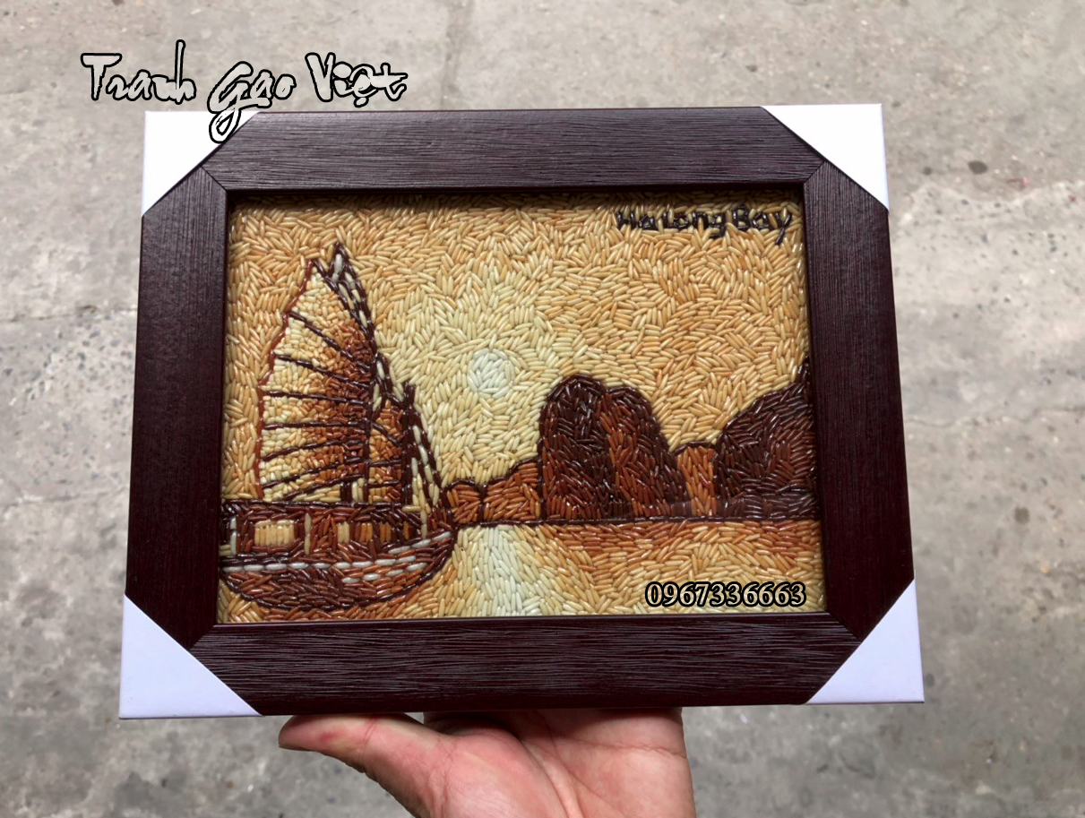 tranh gạo vịnh hạ long để bàn
