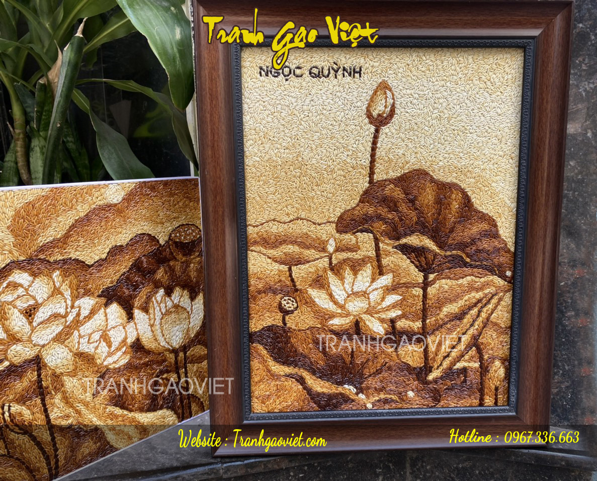 Tranh gạo hoa sen