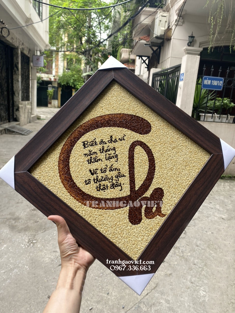 tranh gạo thư pháp