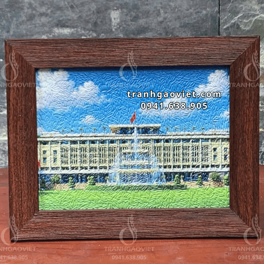 Tranh Gạo Màu Dinh Độc Lập để bàn