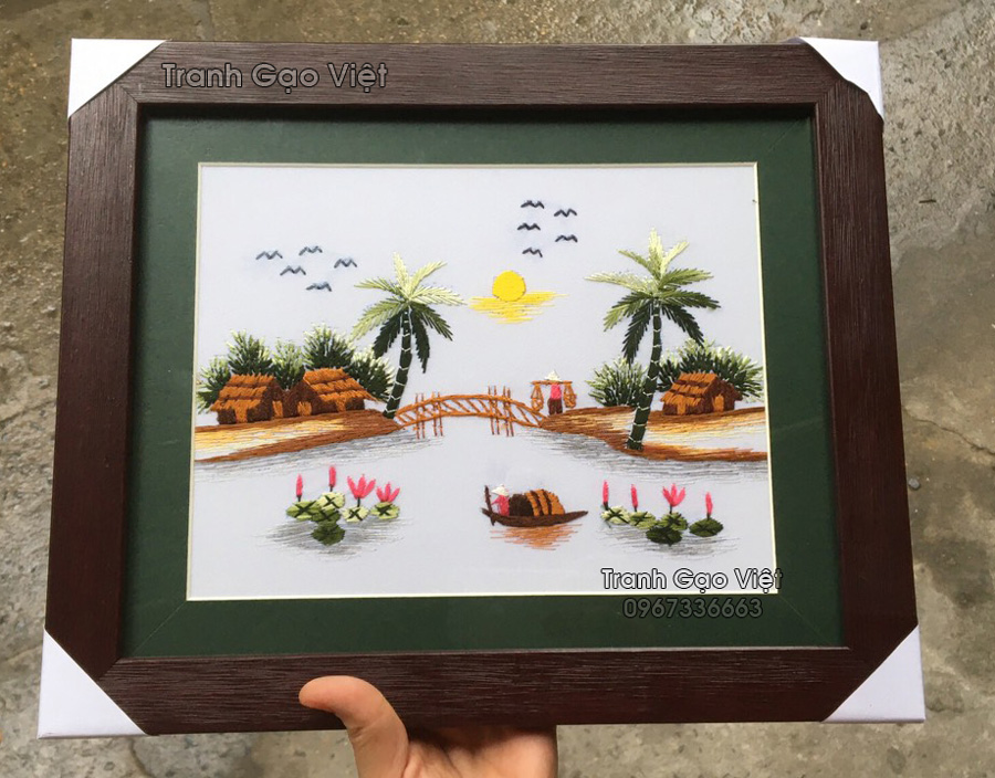tranh thêu tay phong cảnh miền tây