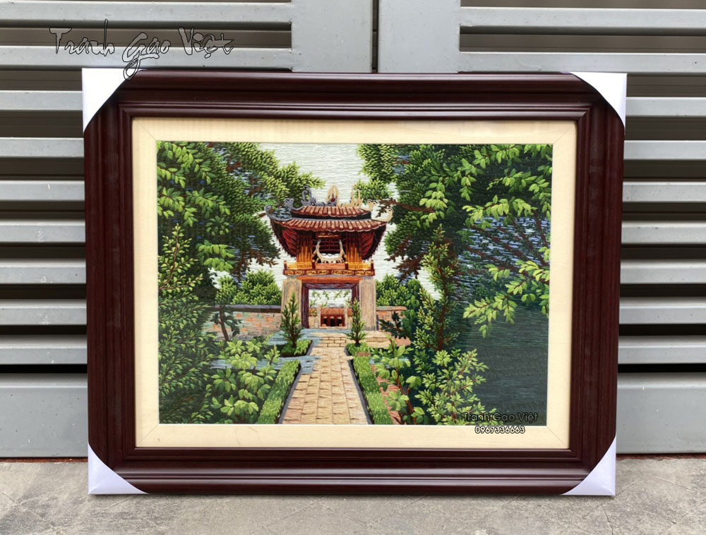 Tranh th&ecirc;u tay văn miếu