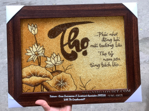 Tranh gạo thư pháp chữ Thọ