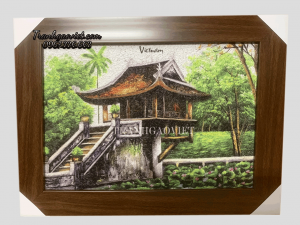 Tranh gạo màu Chùa Một Cột