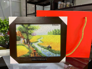 Tranh gạo để bàn phong cảnh quê hương PC03